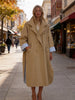 Casual Khaki Trench Coat Women Lapel Long Sleeve Double Breasted Pocket Loose Windbreaker Autumn Lady Commute Outwear