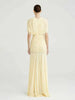 Women Ruched Maxi Dress Asymmetric Draped Sleeve High Neck Bodycon Mermaid Formal Evening Party Gown
