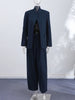 Chic Solid Stand Neck Blazer Jacket Pant Set Women Full Sleeve Shoulder Pads Coat Wide Leg Pants Autumn Commute Outfit