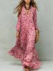 Sexy Deep V Neck High Waist Draped Party Dresses Woman Elegant Leopard Print Long Dress Spring Puff Sleeve Chiffon Holiday Dress