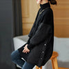 Women's Winter Parka Coat Versatile Lady Splicing Knitted Outerwear Temperament Casual Ladies Sweater Jacket