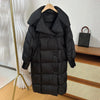 Women White Duck Down Long Jacket Autumn Winter Warm Casual Over Size Loose Outwear Soft Comfortable Coat