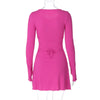 Spring Elegant Pretty Women Dresses Black Sexy Short Dress Female V Neck Long Sleeve Slim Solid Color Mini Dress