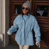 Drawstring Waist Button Women Cargo Jacket Long Sleeve Pockets Spring Casual Female Coat Street Commute Lady Outwear Tops