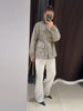 Casual Grid Drawstring Loose Coat Women Stand Collar Button Waist-Closed Female Jacket Spring Lady Street Outwears Chic