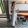 Women's Crinkle Windbreaker Jacket Lapel Full Sleeve Single-Breasted Long Trench Coat Autumn Daily Lady Chic Outwears