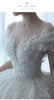 Princess Sexy Crystal Beaded Wedding Dress Puff Tulle White Gown Bride Pregnant Women's Gown with Trailing