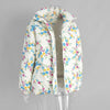 Thicken Women Puffer Jacket Oversize Stand Up Collar Zipper Floral Print Warm Cotton Filled Coat Autumn Winter