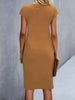 Women's casual dress tight dress front knot round neck medium-long dress basic daily wear