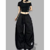 American Streetwear Jogging Cargo Pants Women High Waist Side Straps Loose Punk Wide Leg Trousers Hip Hop Parachute Pant