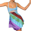 Women’s Casual Sweet Suspender A-line Dress Contrast Color U-neck Hollow Short Dress