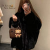 Faux Mink Fur Coat for Women Winter Thick Loose Hairy Casual Jacket Y2K Streetwear Long Sleeve Warm Fur Outerwear