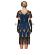 1920s Women Flapper Fringe Dress Sexy V-neck Butterfly Sleeve Sequin Banquet Party Evening Dress Ladies Vintage Gatsby Costumes