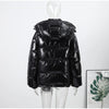 Chic Soild Cropped Quilted Jacket With Hood For Women Casual Zipper Pocket Oversized Warm Coat Lady Winter Street Outerwear