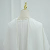 White Pearl Trim Cape Maxi Dress Women Elegant Long Sleeve Cinched Waist Muslim Robes Spring Eid Abaya Lady Dresses