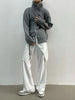 Simple Single-Breasted Sweater Women Streetwear Vintage Loose Knitted Cardigan Female Y2K Turtleneck Knitwear Jacket