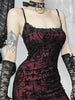 Vintage Elegant Goth Dress Women Sexy Streetwear Fairy Grunge Aesthetic Cross Pattern Spaghetti Strap Party Dress Female
