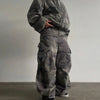 Camouflage Printed Pant Set Women's Hooded Zipper Pockets Coats High-waist Wide-leg Trousers Autumn Outfit