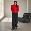 Women Sporty Cropped Padded Jacket Stand Collar Zip‑Up Shoulder Pad Long Sleeve Slim Fit Warm Coat Casual Chic Ladies Outerwear