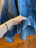 European and American Style Blue Heart Patterned Denim Shirts for Women Long-sleeved Spring Coats