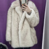 Thick Cotton Winter Fur Coat Women Suit Collar White Medium Long Fox Fur Overcoat Fury Plush Jacket