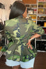Women Camouflage Ruffles Flare Double Button Jackets Autumn Winter Streetwear Coats Jacket Outwear Outcoat