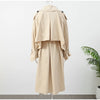 Solid Lace Up Long Trench Coat Women Full Sleeve Lapel Single Breasted Loose Outerwear Chic Lady Autumn Street Windbreak