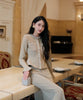 Spring Women's RoundNeck Diamond-Embellished Long-Sleeved Knitted DressY2K High-Quality Commuter Maxi Dress