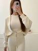Women Casual Solid Coat Flared Pants Suits Long Sleeve Zipper Bomber Jackets Lady Chic Outfit 2 Piece Set