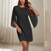 Woman Chiffon Bell Sleeve Shift Dress Woman Round Neck Soft Touch Lightweight Chic Design for Casual Elegance