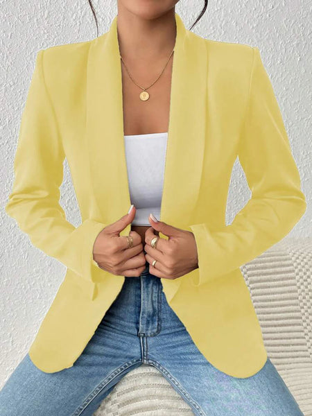 Solid Color Women's Shawl Collar Top Long Sleeve Coat Office Casual Blazer