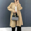 Lightweight Women's Pleated Trench Coat Autumn Chic Loose Single Breasted Stand Collar Long Windbreaker 2DB5549
