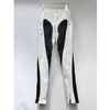 Women's Jeans Slim Deconstruct Panelled Patchwork High Waist Split Blue Long Denim Pants Spring 1DF2575