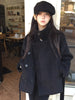 Unique Long Sleeves Woolen Coat Women's Retro Japanese Sle Stand Collar Belted Jacket Long Loose Commute Pure Color Coat