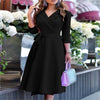 Women's V-neck Strap Waist Dress Mid-sleeve Women's Dress Temperament Commuter Women's Dress