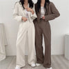 Suit Coat 2 Piece Set Women Blazer Jacket Straight Pants Ensemble Single Breasted Turn Down Collar Trousers Office Lady Outfits