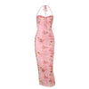 Women's Elegant Sweetheart Dress Summer Hundred Rustic Style Sexy Mesh Tie Waist Lace Halter Skirt