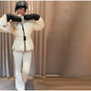 Women Peplum Ski Jackets Hooded Stand Collar Belt Waist Zipper Solid Puffer Jacket Sheath Warm Sport Winter Skiwear