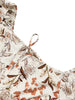 Women Plus Size Floral Maxi Dress Elastic High Waist Loose Square Neck Puff Sleeve Split Dress Casual All-Season Streetwear