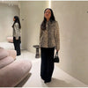Women Leopard Print Short Furry Jacket Lapel Collar Button Slim Waist Stylish Coat Autumn Winter Street Lady Outerwears