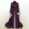Womens Medieval Renaissance White Wedding Long Dress Celtic Queen Party Victoria Cosplay Costume Square Collar Maxi Dress Robe