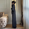 Casual Drawstring Women Outfit Chic Zipper Buttons Long Sleeve Stand Collar Female Coat Drape Wide Leg Pant Loose Streetwear Set