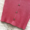 Pink Solid Button Front Spaghetti Dress Sexy Knit Slash Neck Mini Dress Bodycon Women's Clothing Outfits Ruffles