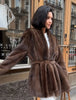 Elegant Lace Up Women Faux Fur Coat V-neck Long Sleeve Loose Plush Jacket Winter Lady Warm Daily Commute Outwear