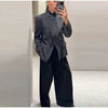 Women's Plaid Blazer Asymmetric Button Stand Collar Long Sleeve Pocket Detail Slim Fit Elegant Casual Office Outerwear