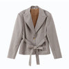 Women Plaid Shorts Set Lady Casual Lapel Long Sleeve Single-breasted Blazer Jacket Suit Vacation High Street Wear