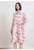 Printed Geometric Dress Women's Spring Lapel Single Breasted Color Block Loose A-line Stretch Dresses 2DB2204