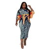 Elegant Women Pleated Patchwork Double Wear Batwing Long Sleeve V-neck Bodycon Midi Maxi Long Dresses Vestidos