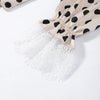 Satin Polka Dots Women's Maxi Dress Suit Ribbon V Neck Full Sleeve Waist Cinching Skirt Sets Evening Party Outfits