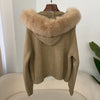 Knitwear Cardigan Women Spring Knitted Jacket Female Autumn Hooded Real Fox Fur Coat Natural Short Fur Coat Casual